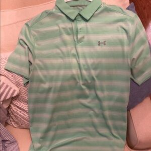 Under Armour Men's Green Striped Polo Shirt